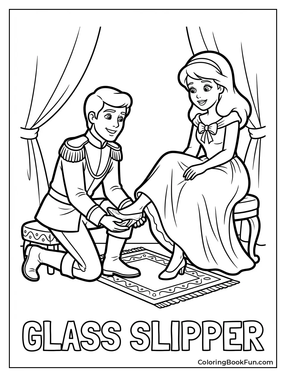 Prince Fits Slipper on Cinderella