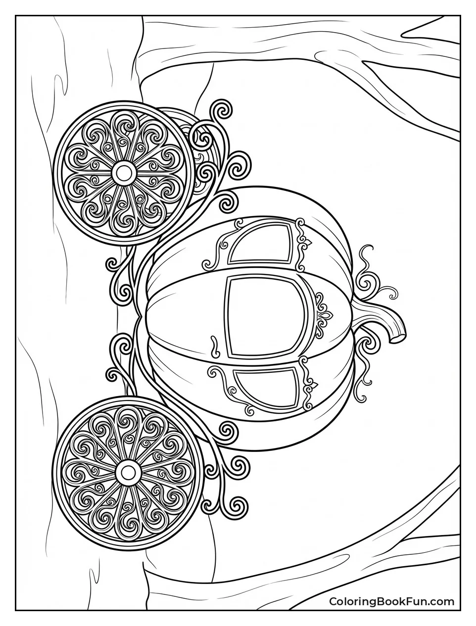 Pumpkin Carriage with Ornate Wheels