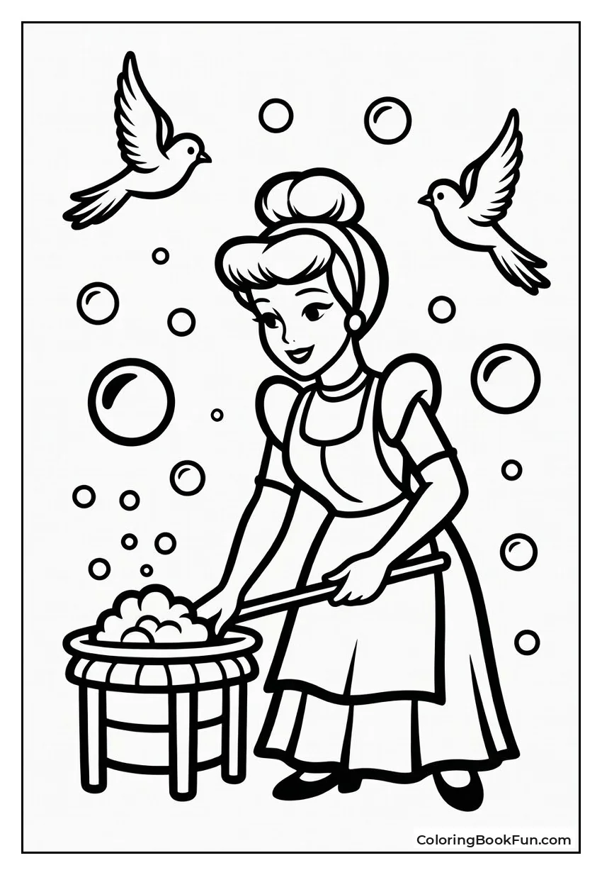 Cinderella Scrubs Floor Happily