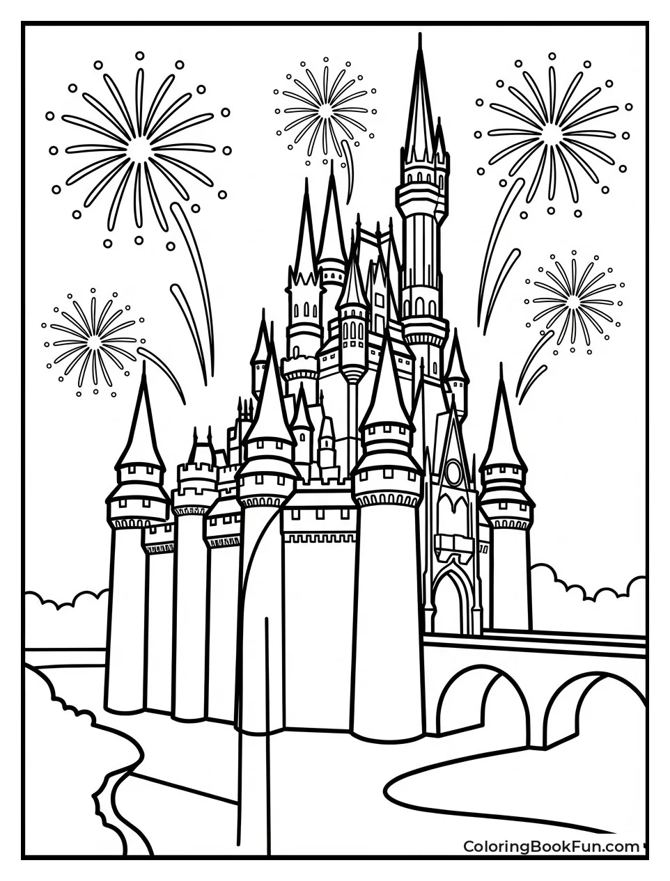 Majestic Castle with Fireworks