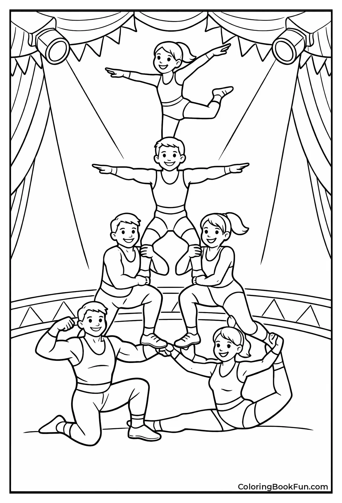 Acrobats Form Human Pyramid