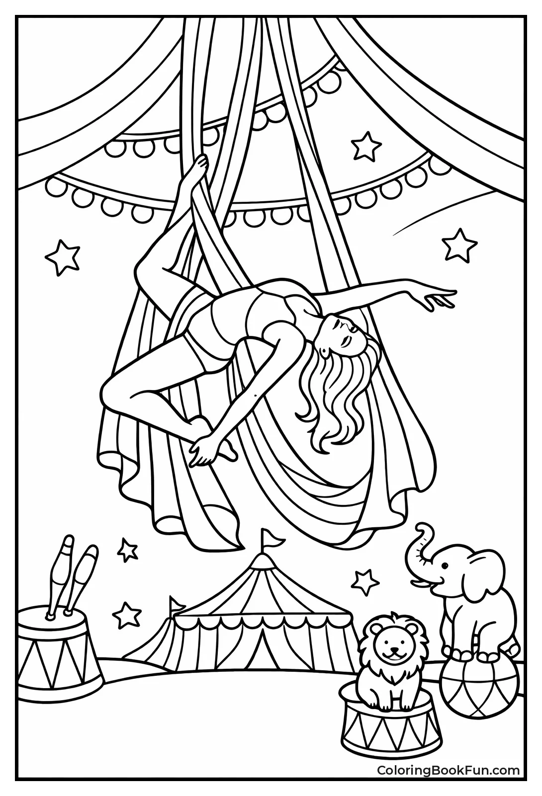 Aerial Silk Dancer in Flowing Poses