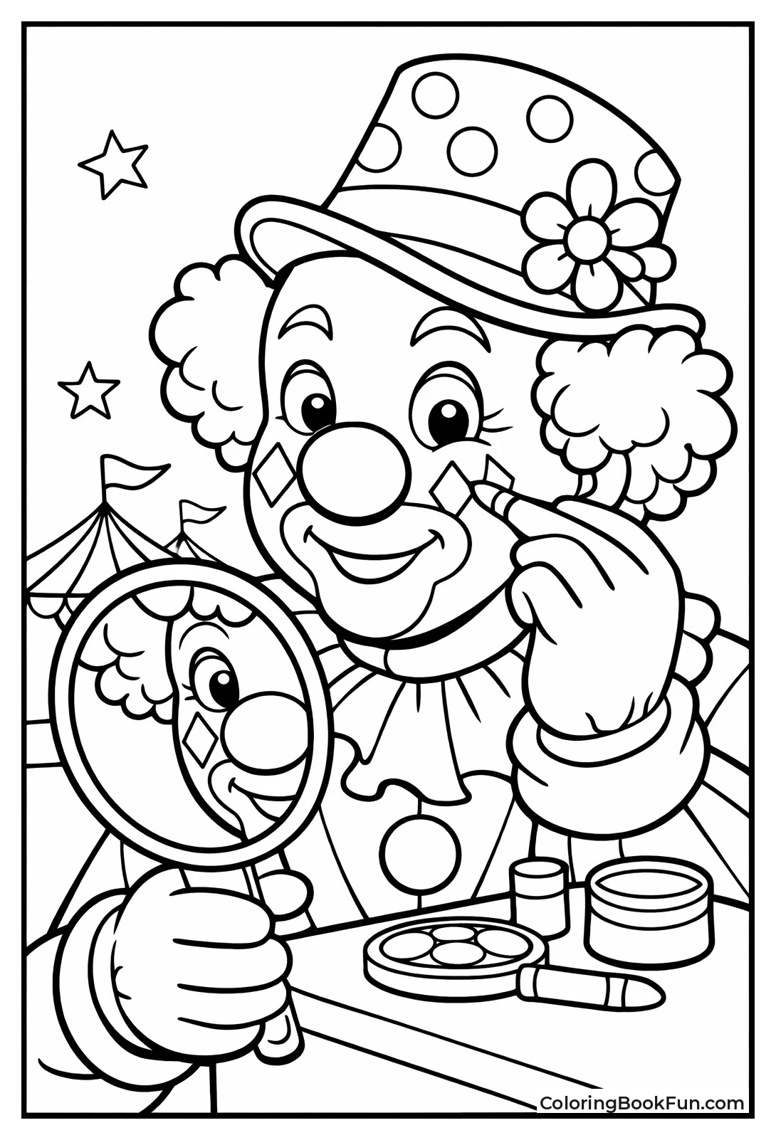 Clown Applying Makeup Close-Up