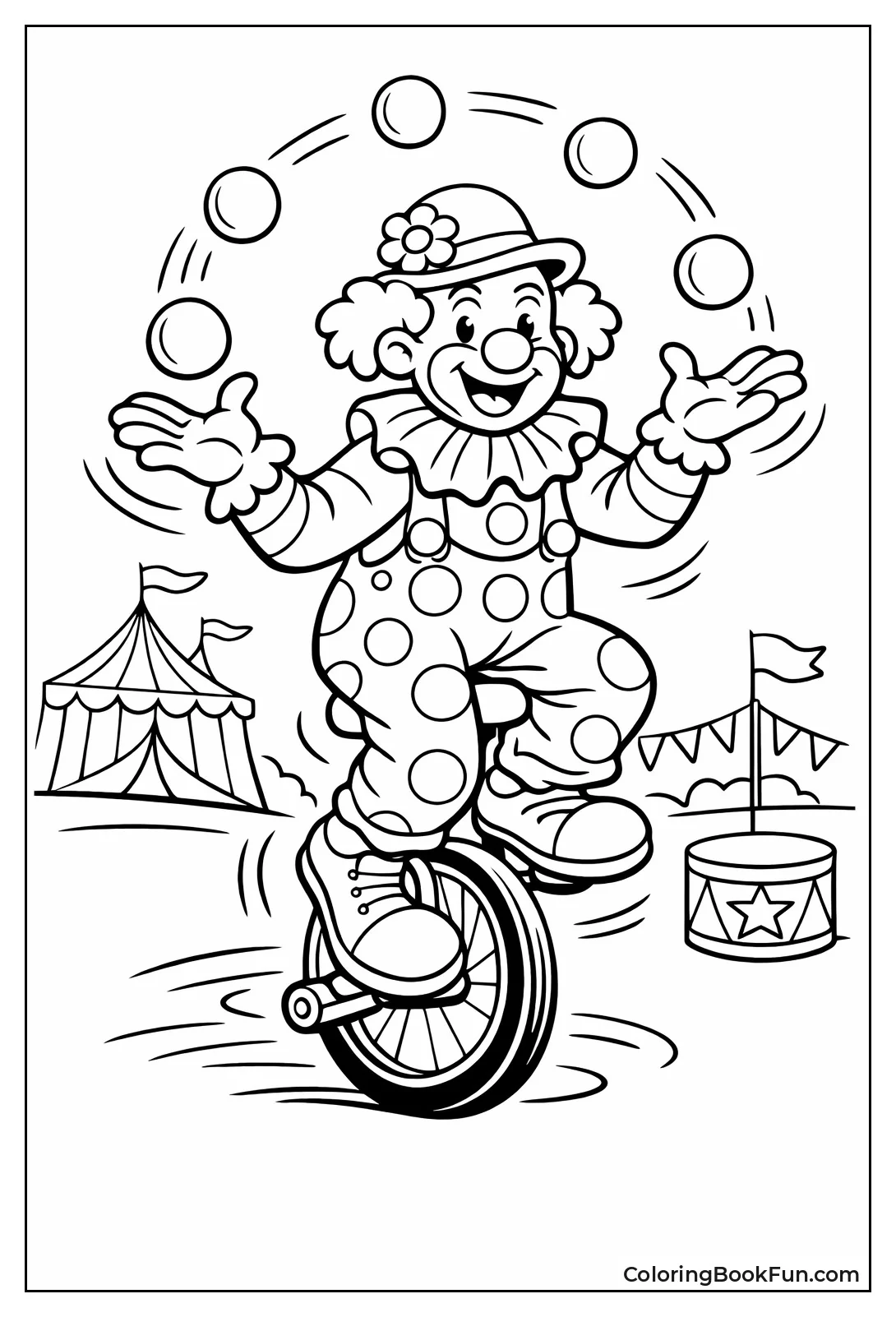 Clown Juggling Balls on Unicycle