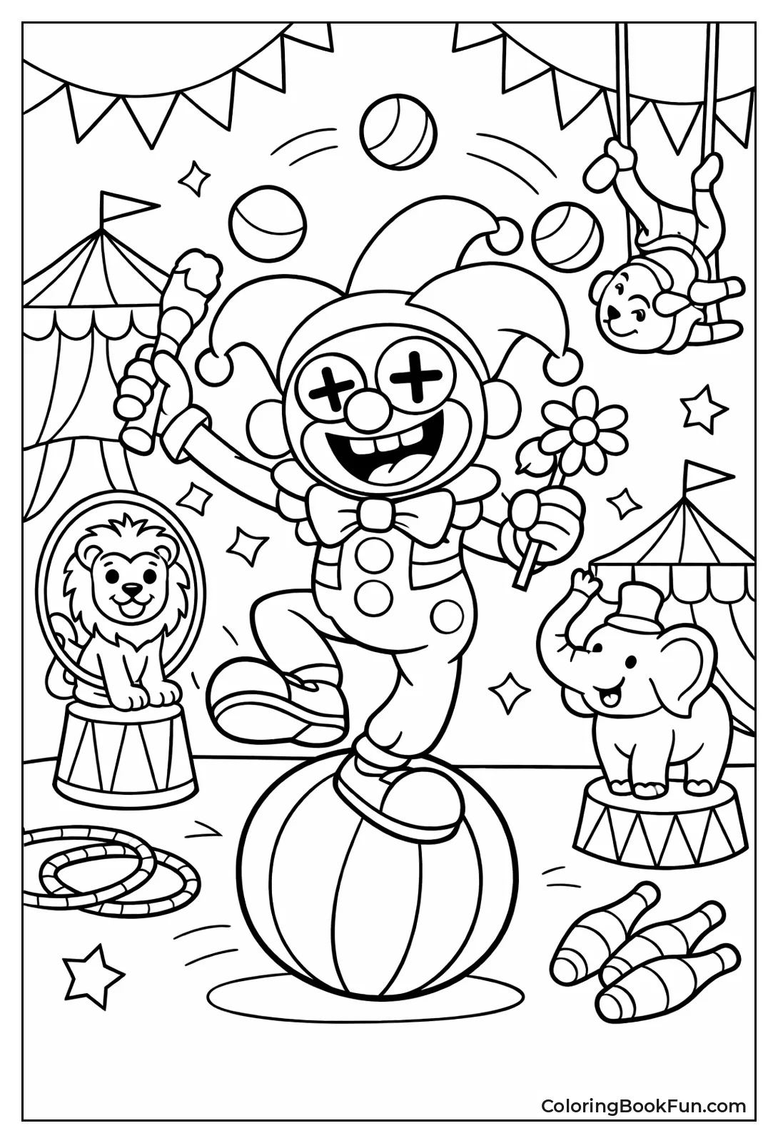 Kaufmo Clown Plays Cheerfully