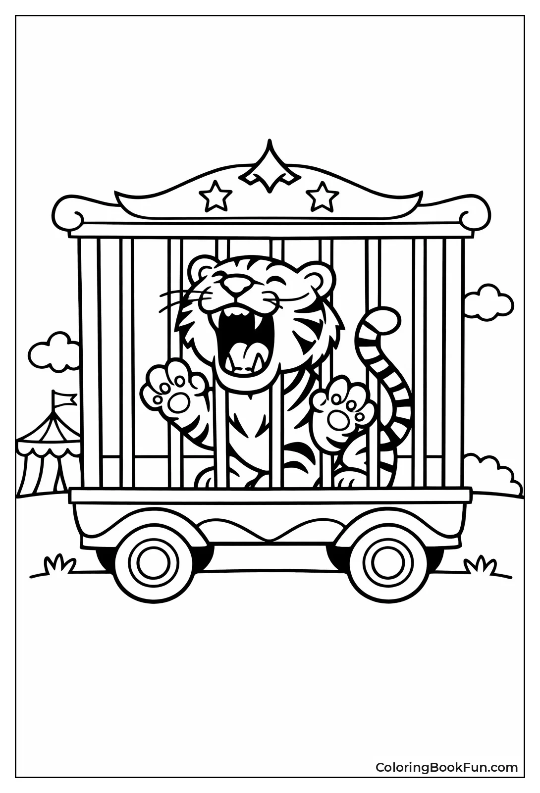 Tiger Roaring from Cage