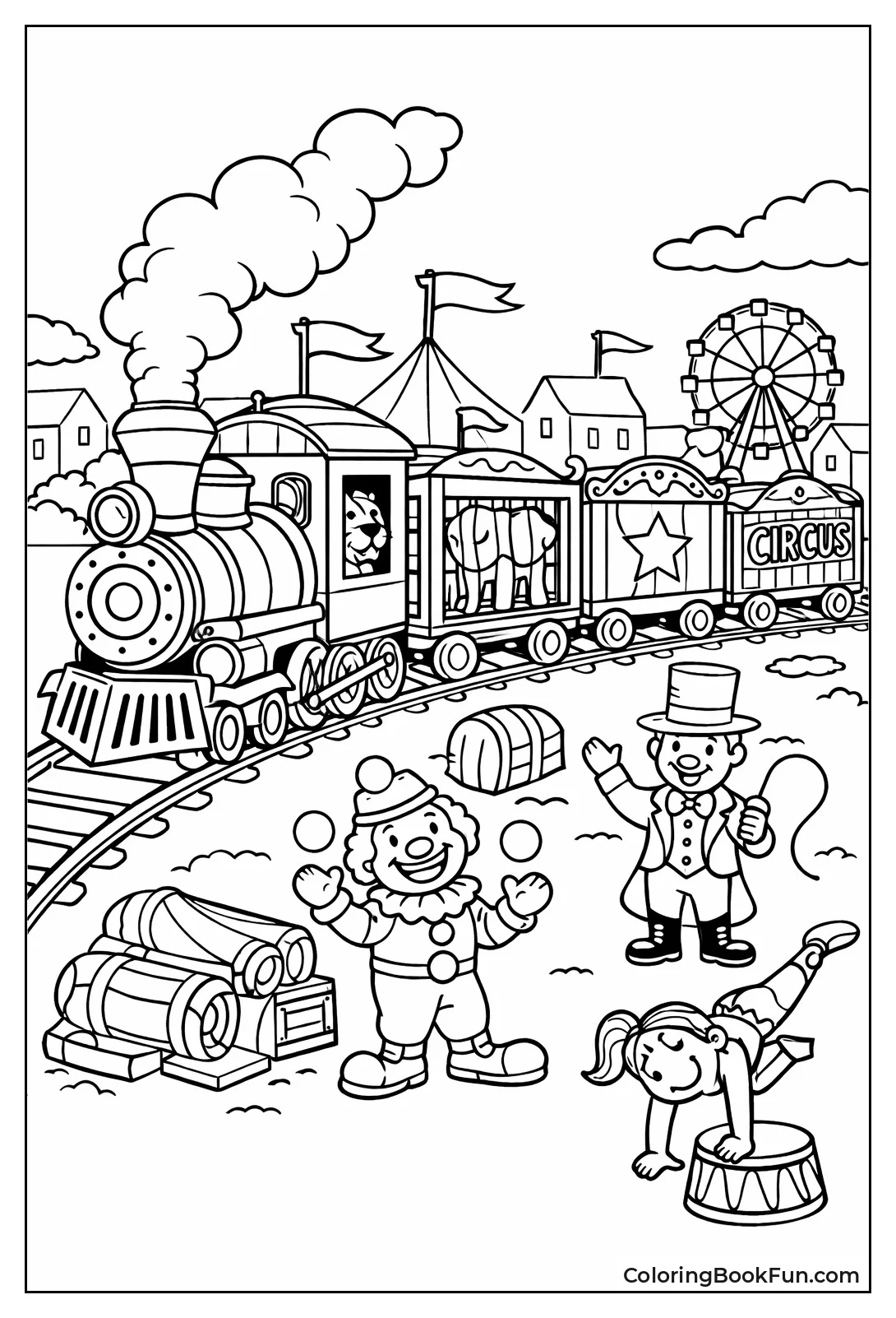 Circus Train Pulling Animal Wagons