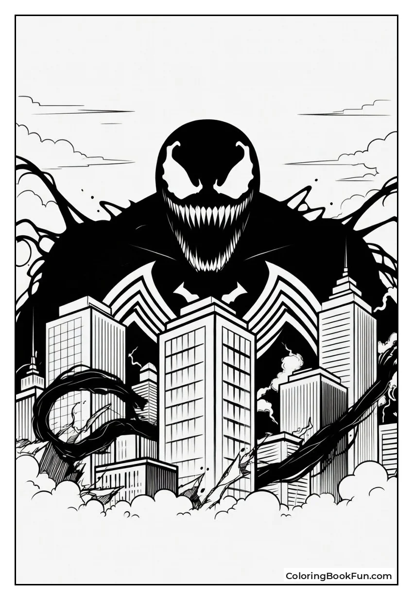 Venom Smashes City Buildings