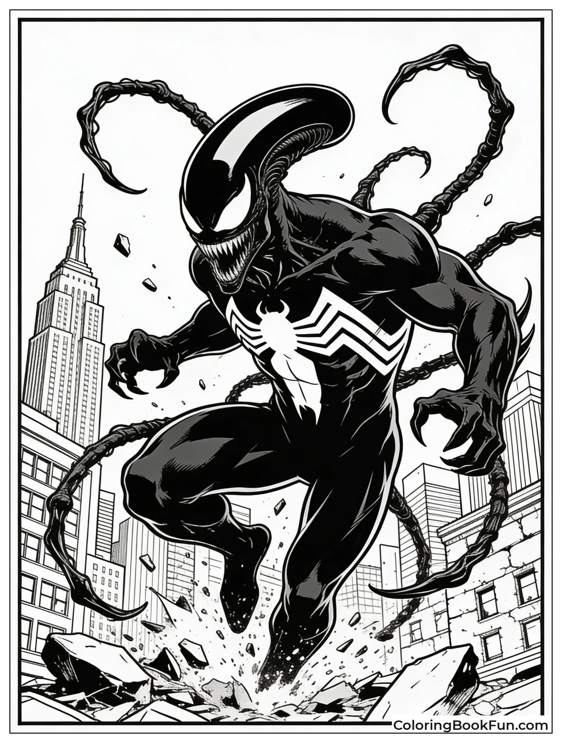 Venom Smashes City Buildings