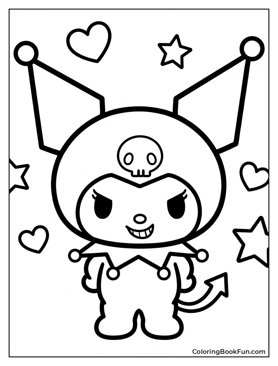 Mischievous Kuromi Wears Skull Hood