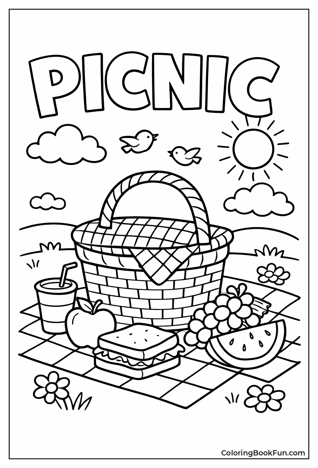 Wicker Basket with Checkered Cloth