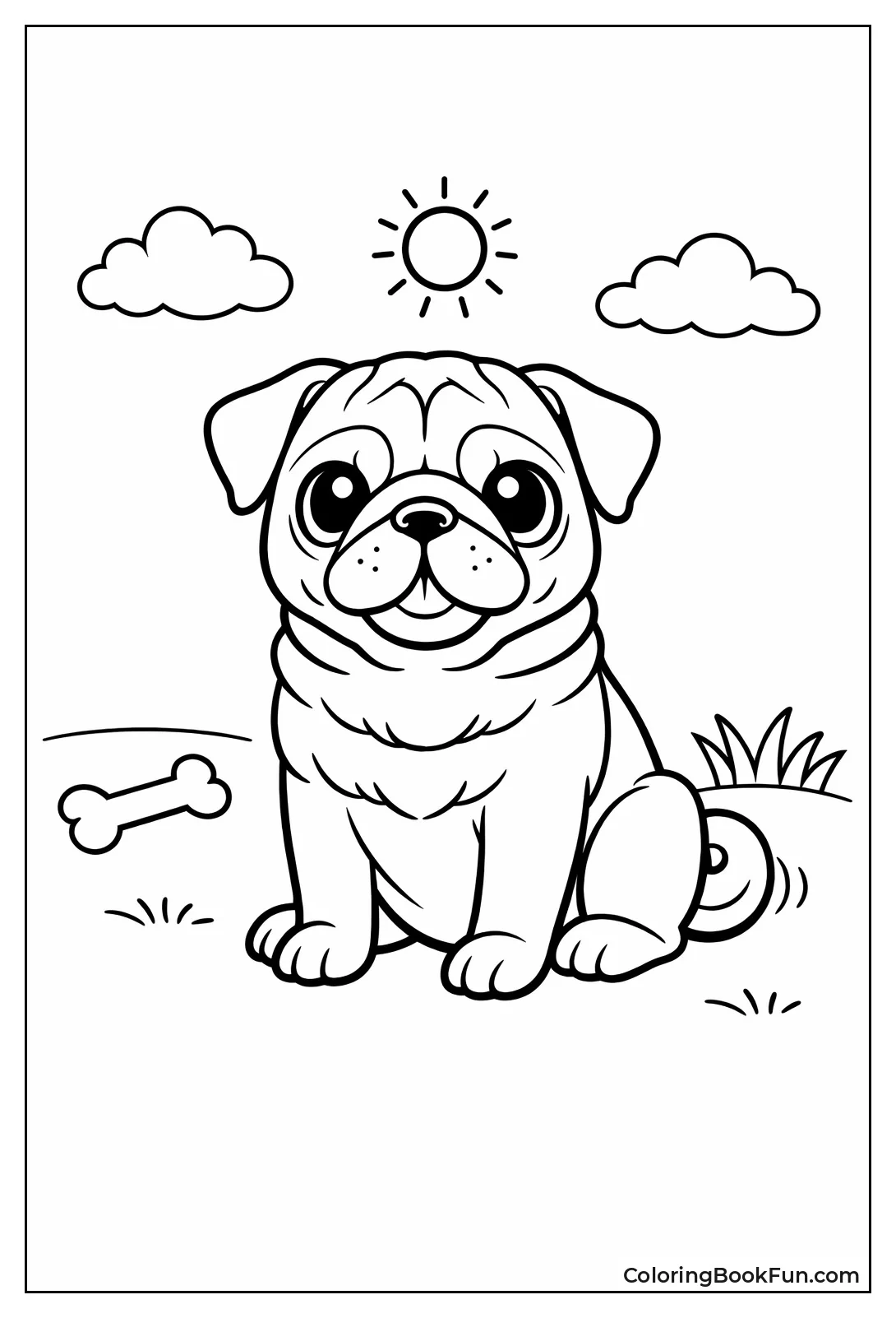 Sitting Pug with Wrinkles