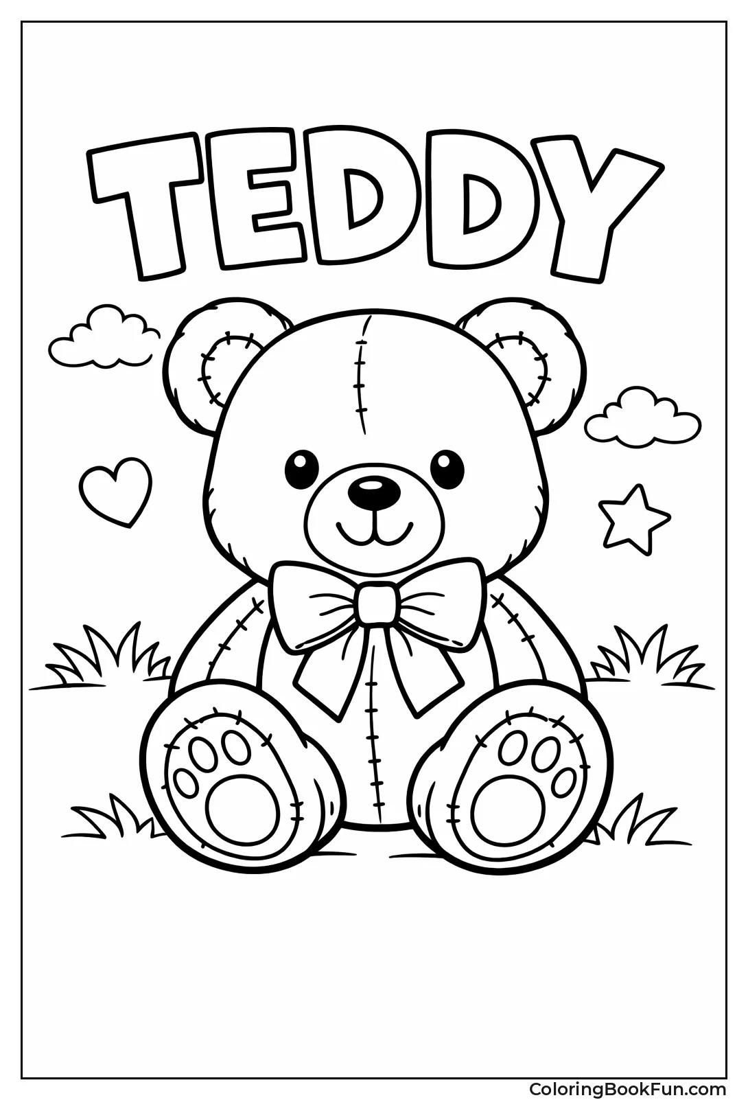 Sitting Teddy Bear with Bow