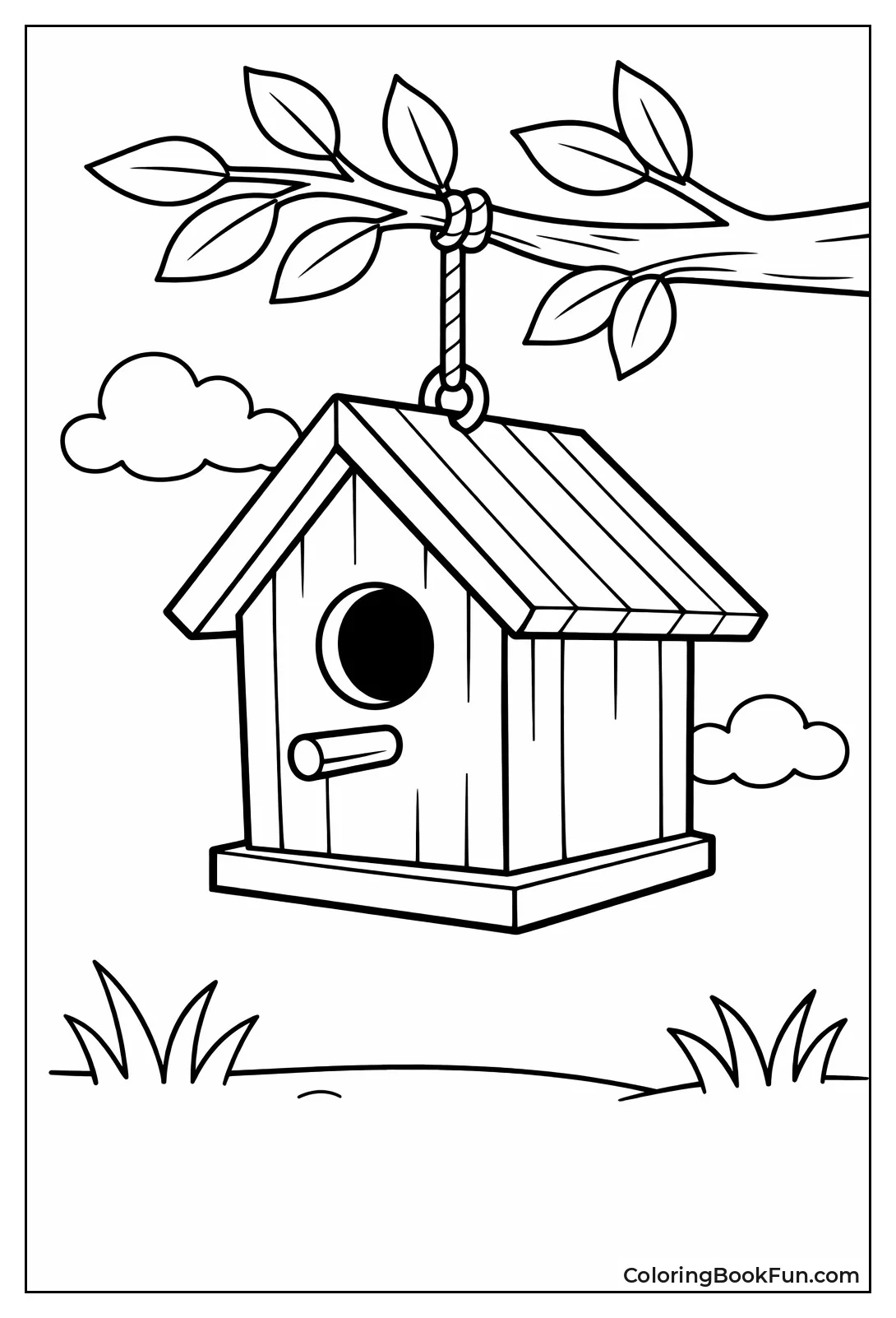 Classic Wooden Birdhouse Hangs