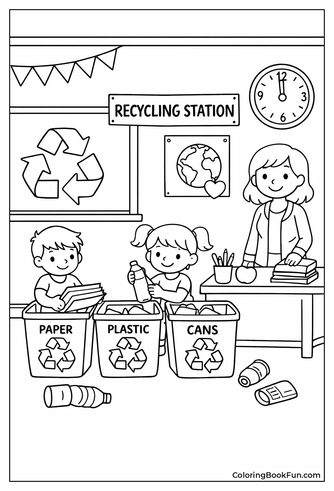 Classroom Station with Recycling Logo