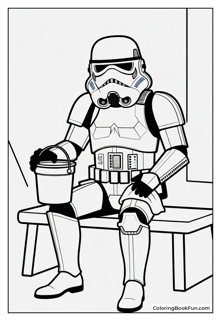 Stormtrooper Polishes Leg Armor