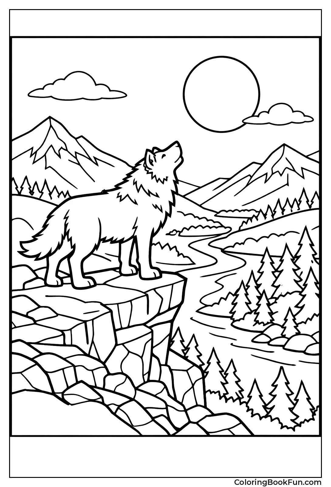 Wolf on Rocky Cliff