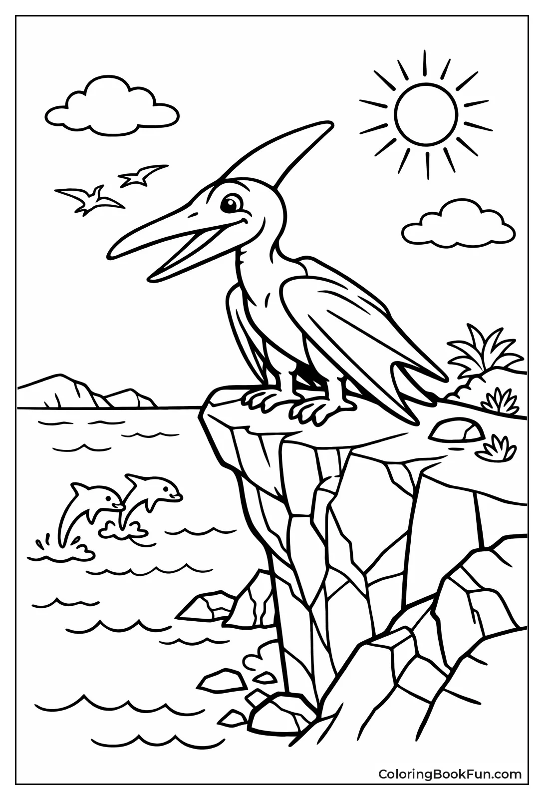 Pterodactyl on Jagged Cliff