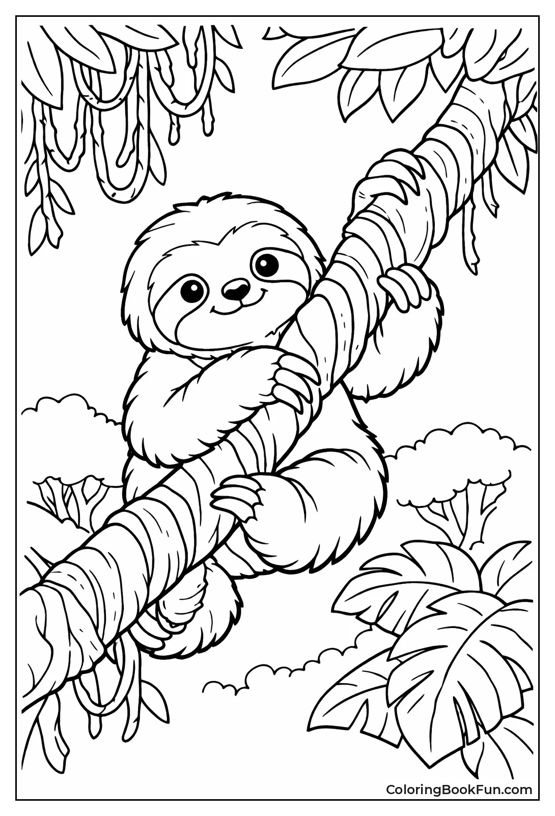 Sloth Climbing Thick Vine