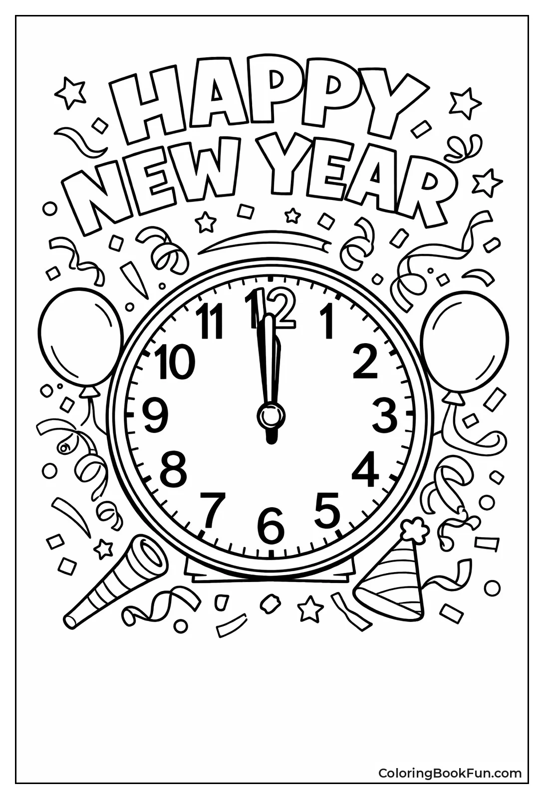 Midnight Clock with Confetti