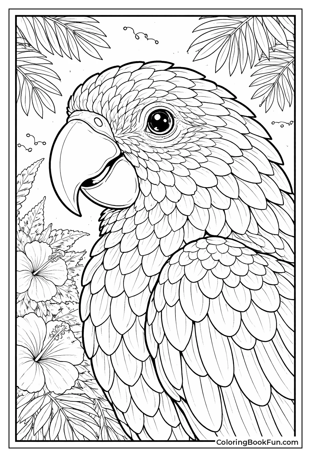 Detailed Parrot Face Close-up