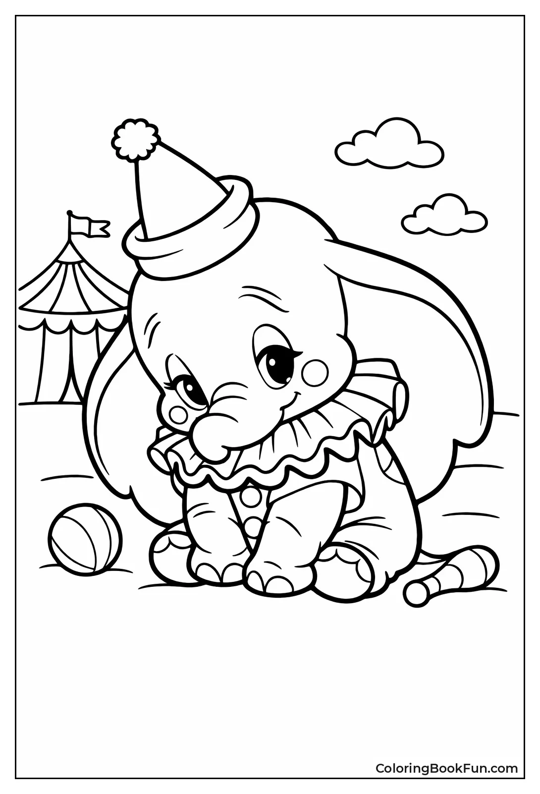 Shy Dumbo in Clown Costume