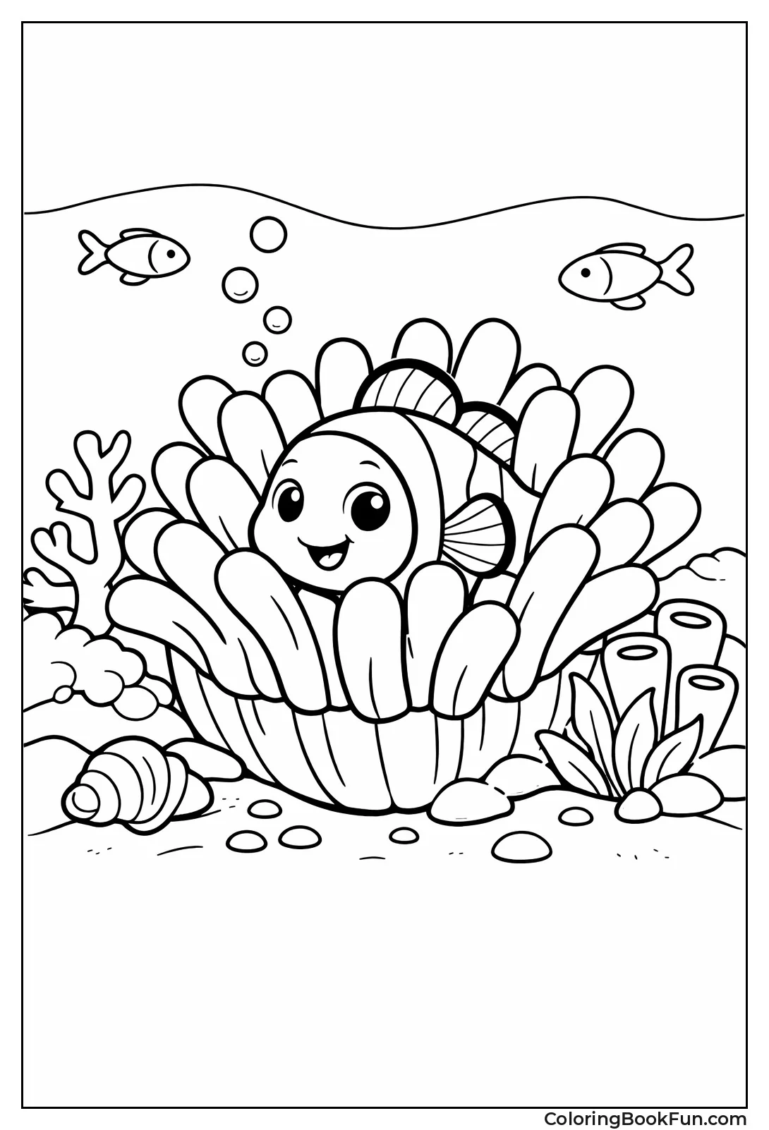 Clownfish Peeks from Anemone