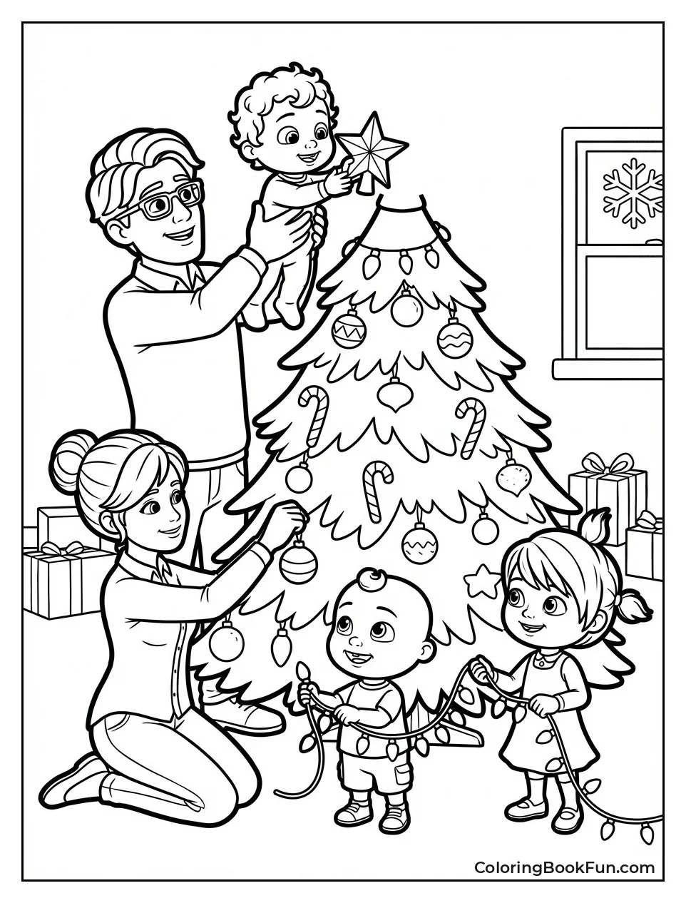 Family Decorates Tree