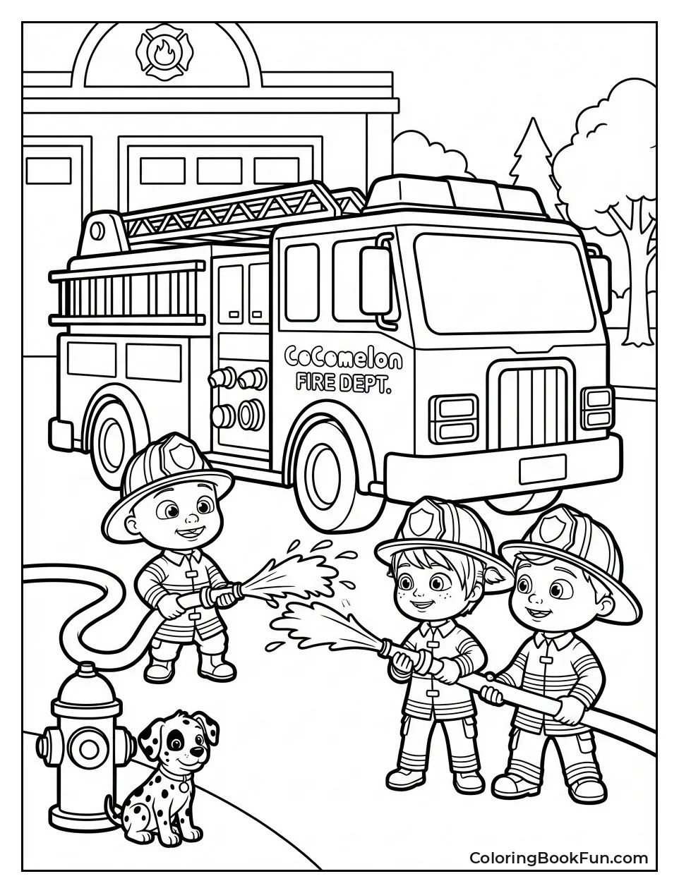 Fire Truck Sprays Water