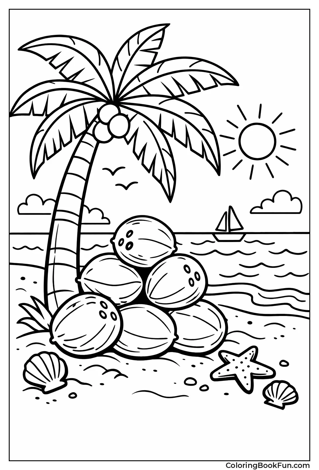 Coconuts under Palm Tree