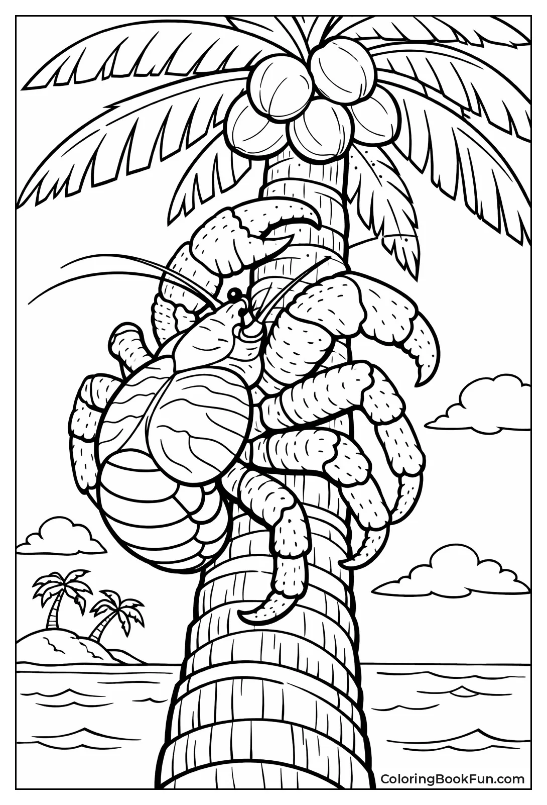 Giant Coconut Crab Climbing Tree