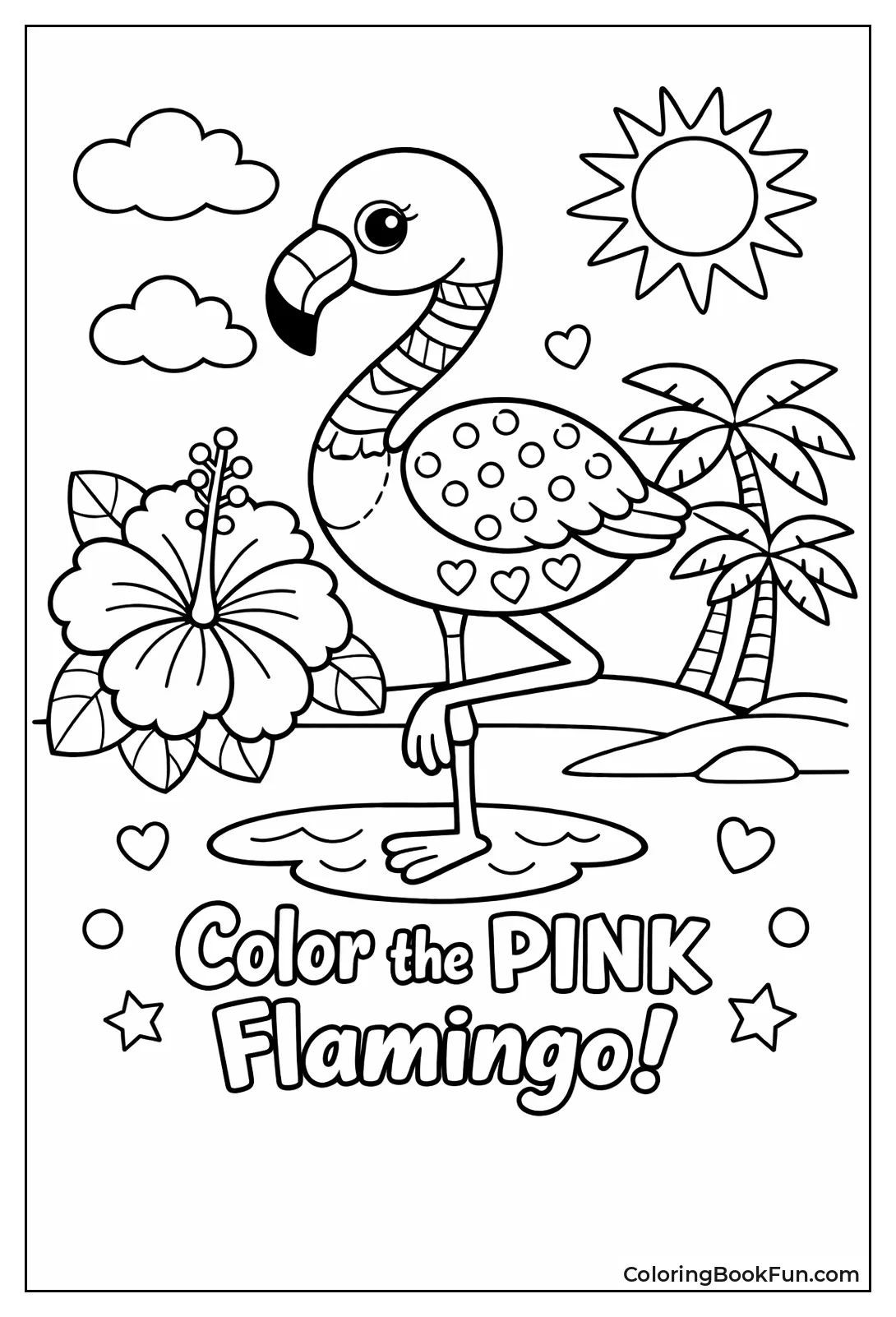 Pink Flamingo with Flower