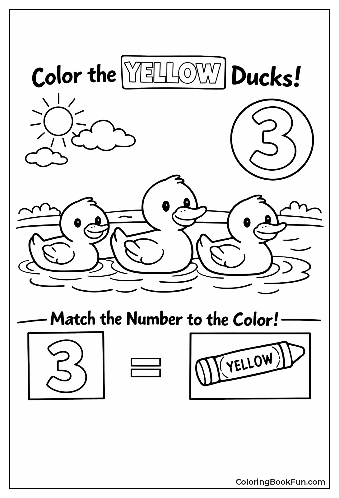 Three Yellow Ducks Swimming