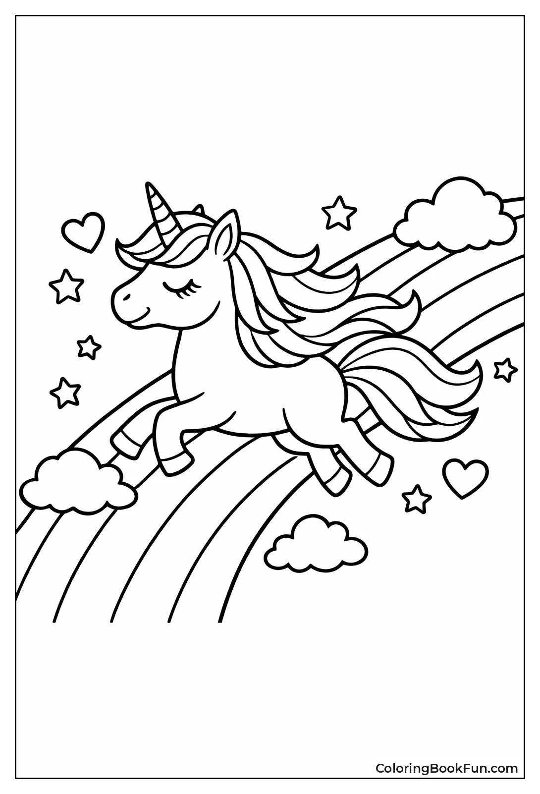 Unicorn with Rainbow Mane