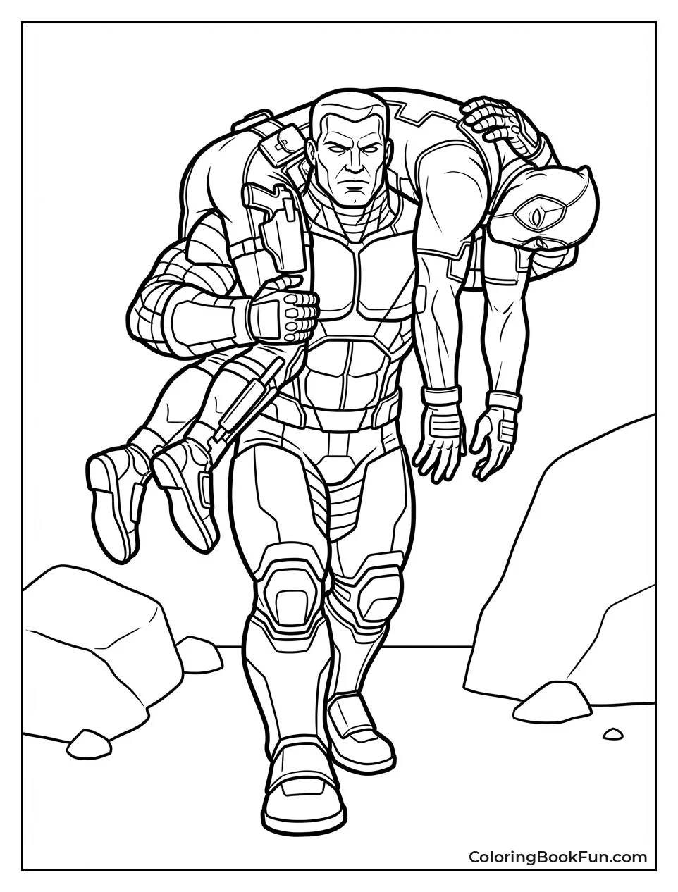 Colossus Carries Deadpool on Shoulder