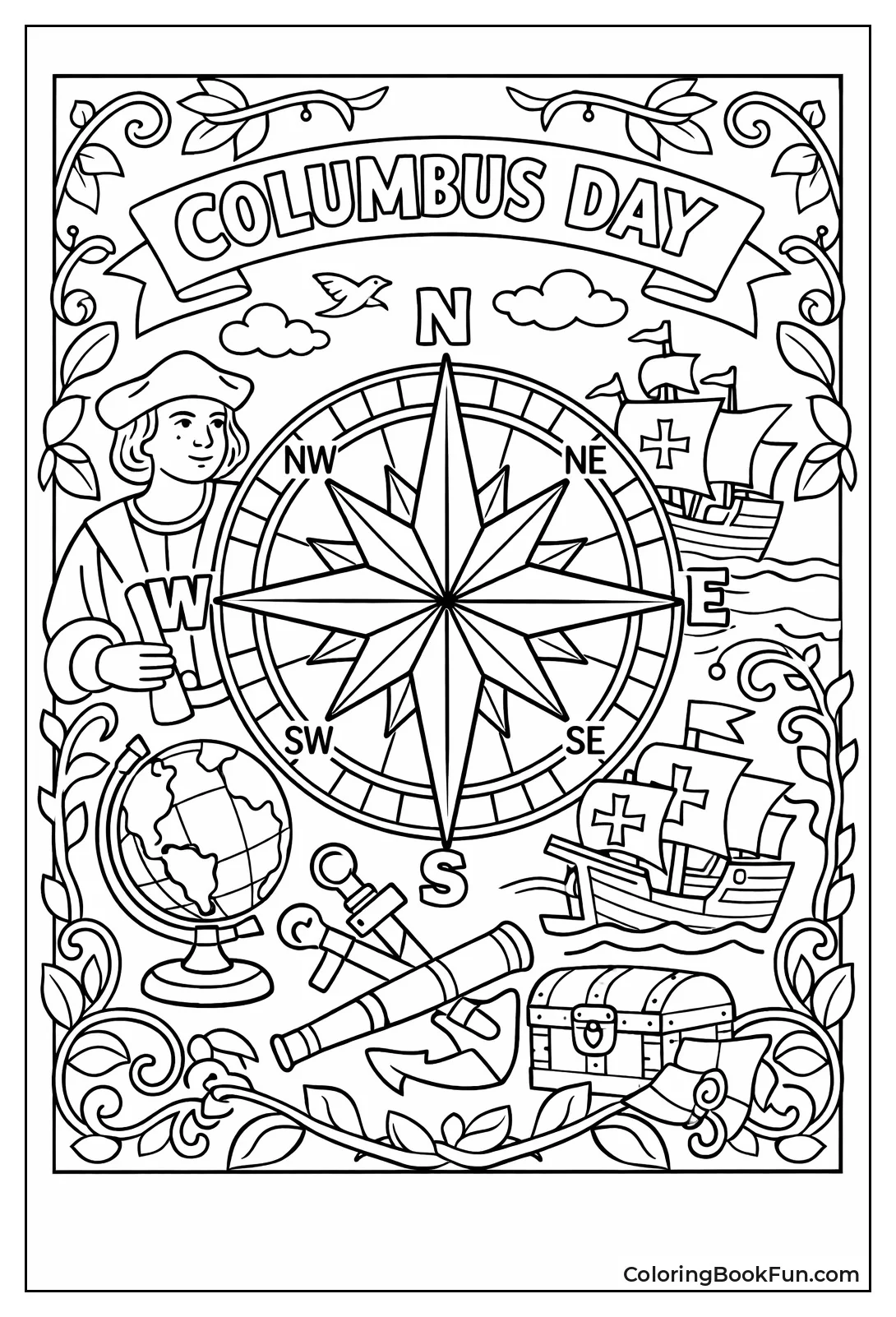 Detailed Compass Rose Pattern