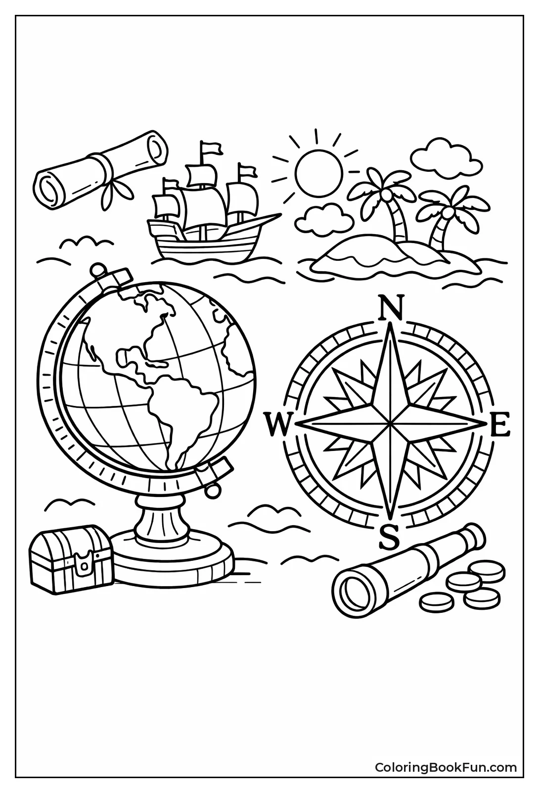 Globe Beside Compass Rose