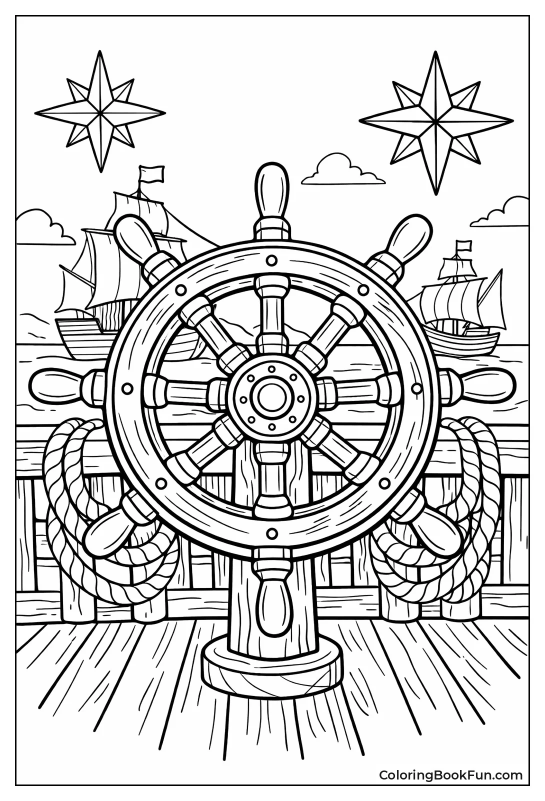 Wooden Ship Helm Wheel