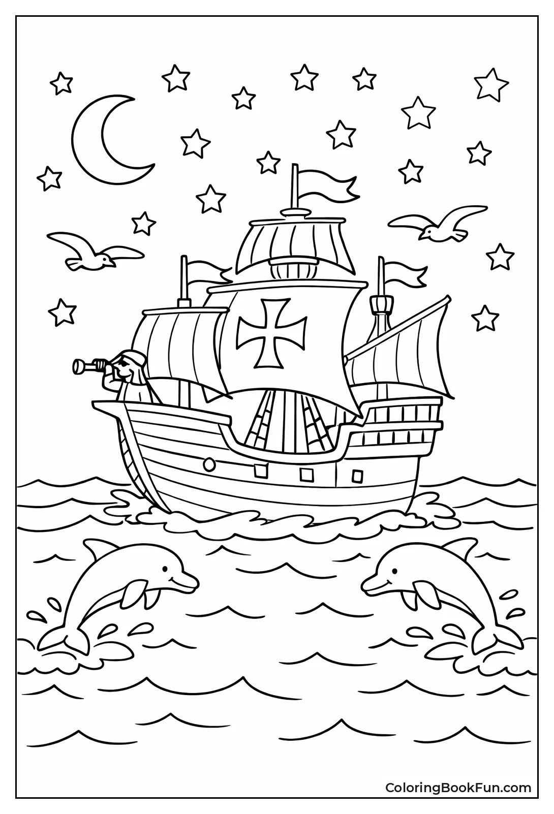 Ship with Dolphins Night