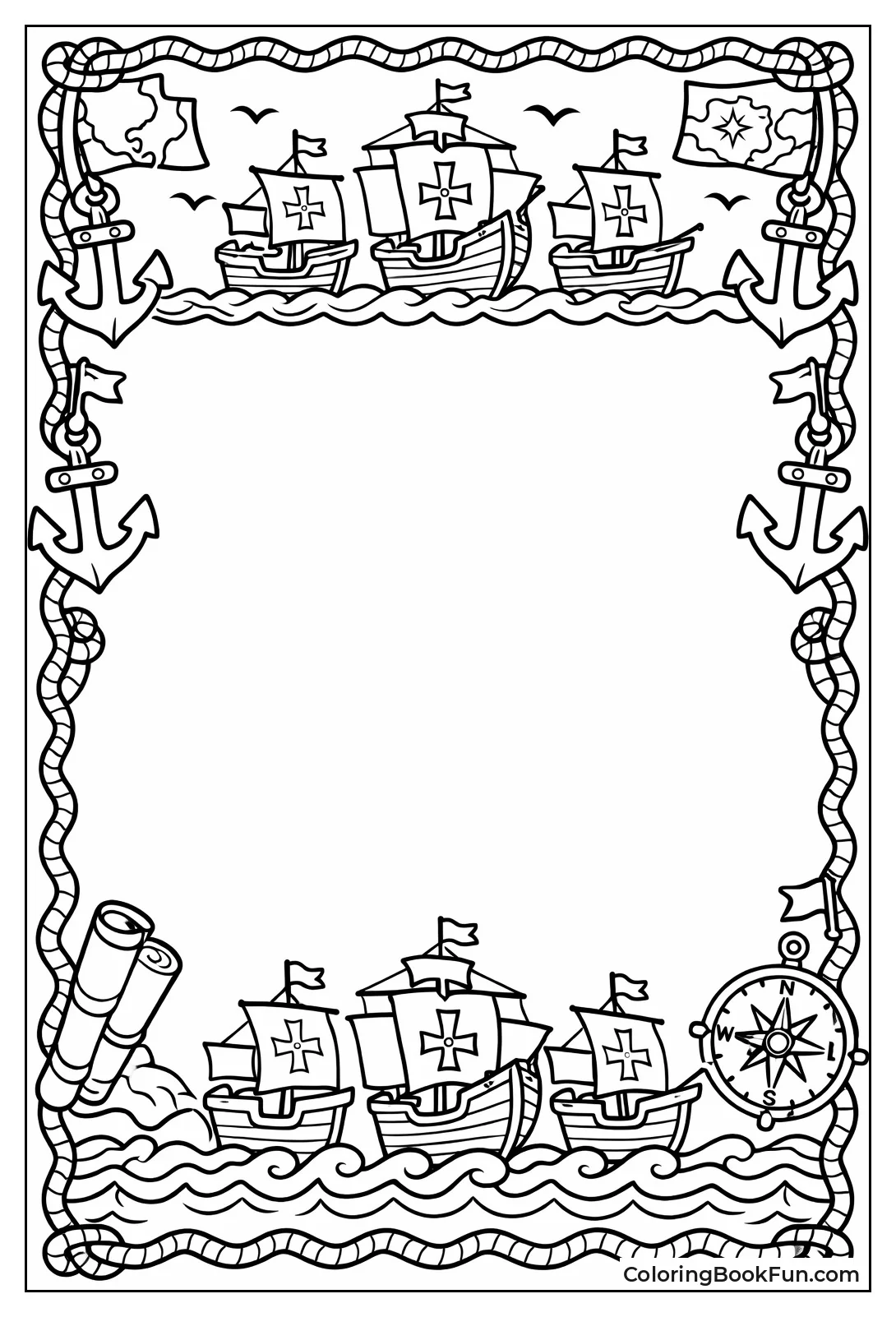 Waves Ships Anchors Border