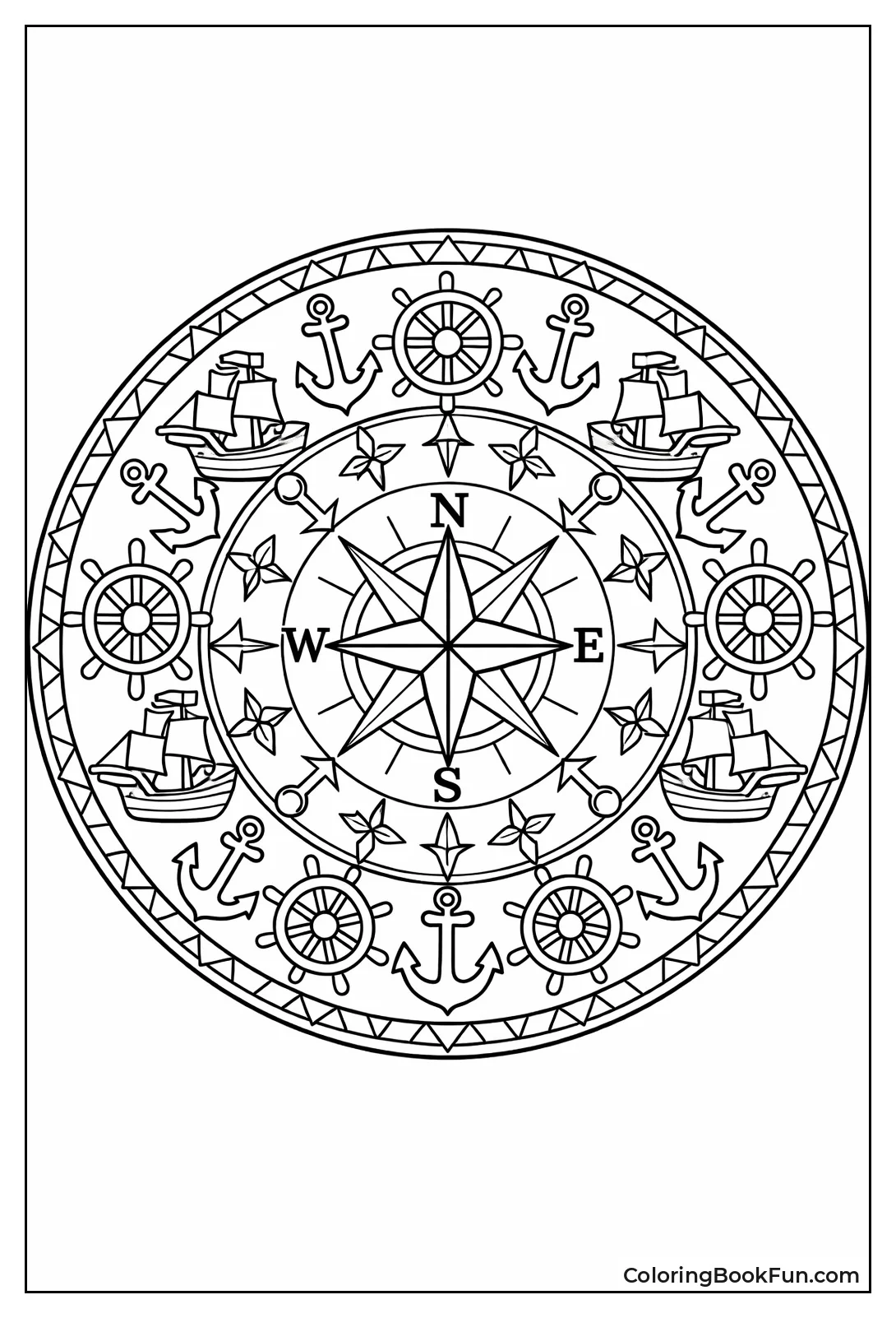 Ship Mandala Wheel Pattern