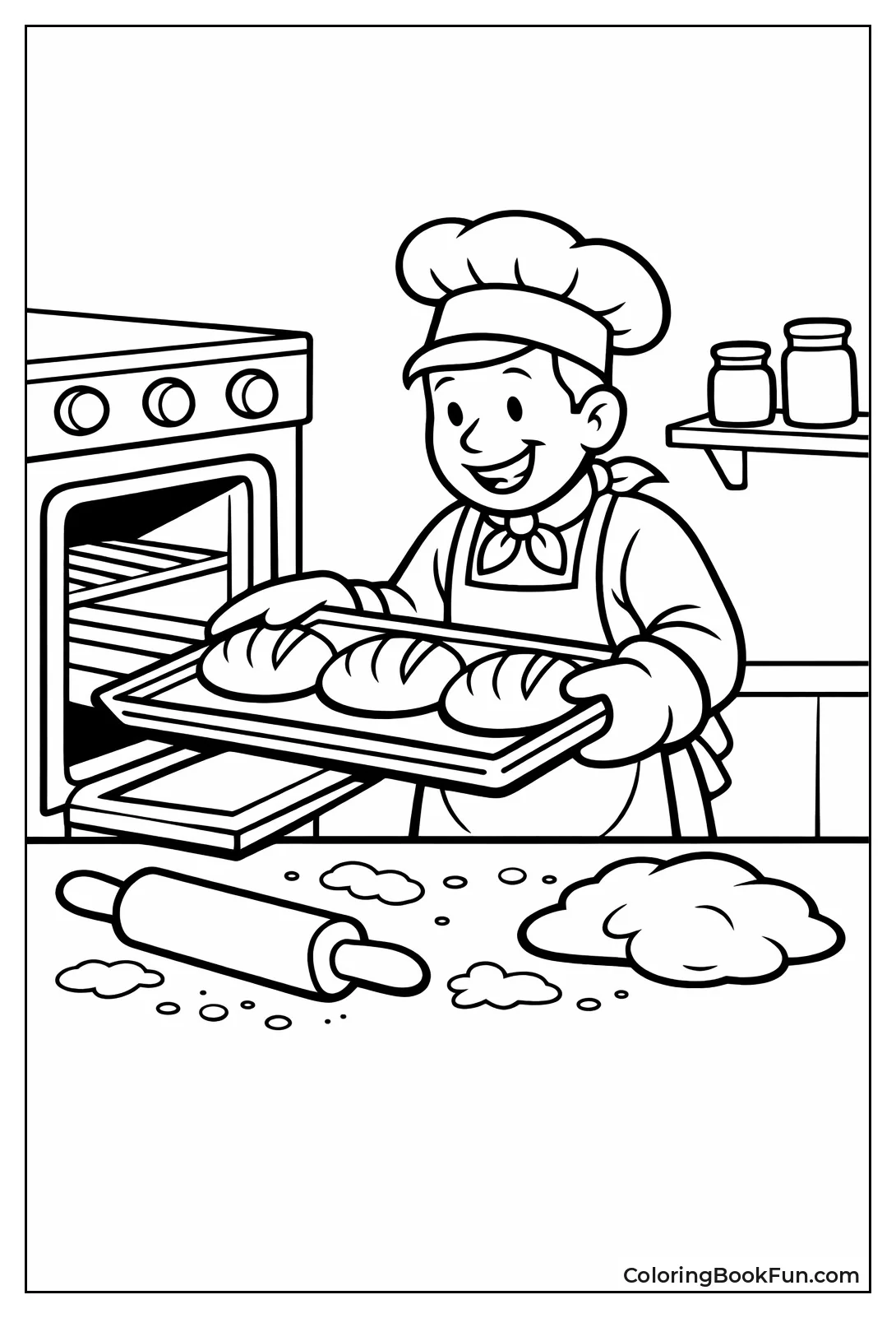 Baker Pulling Hot Bread