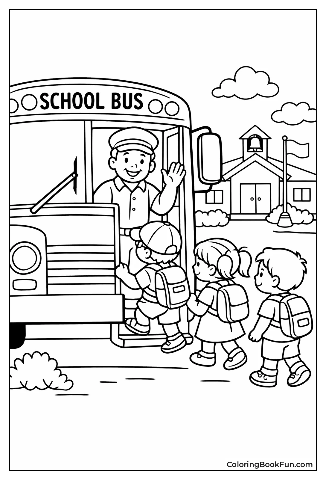 Bus Driver Waving to Kids