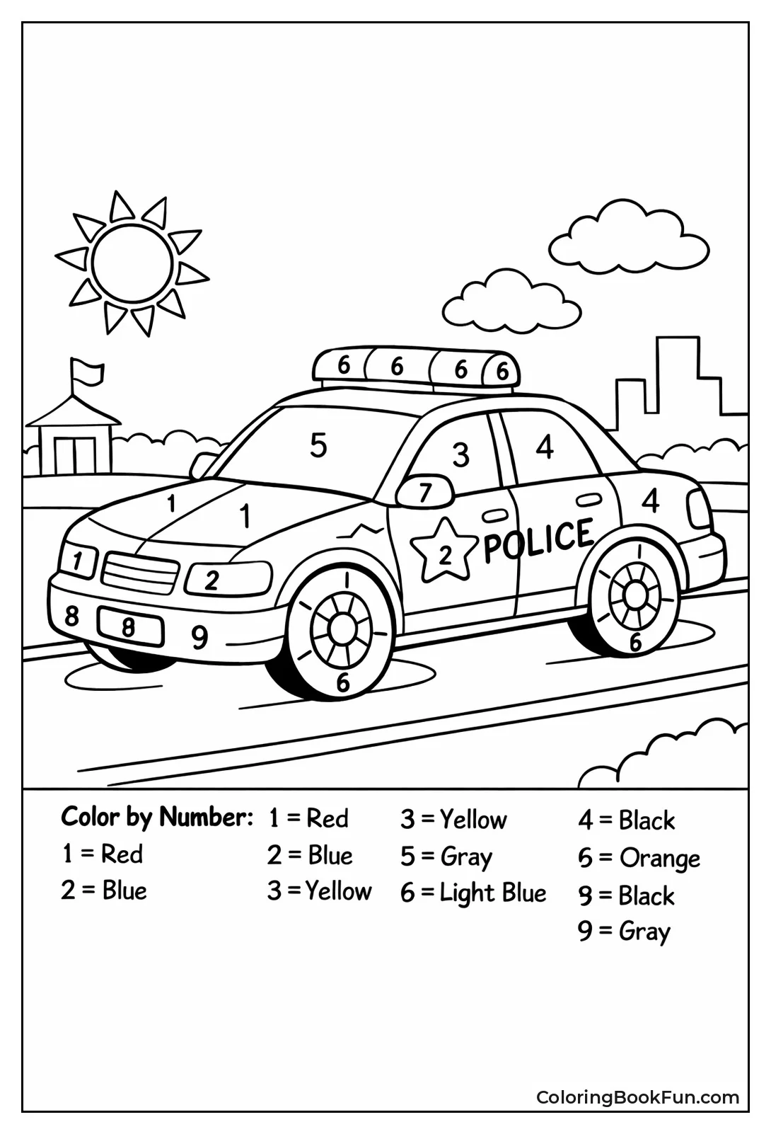 Number Colors on Cop Car