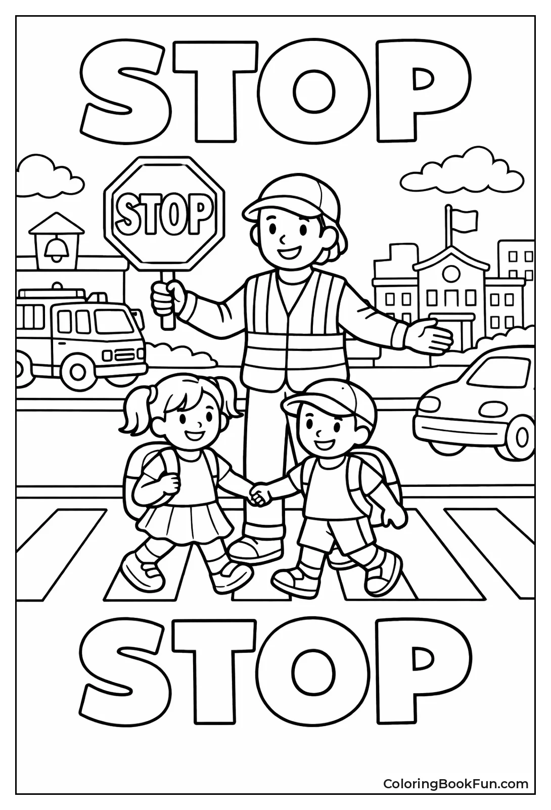 Guard Holding Big Stop Sign