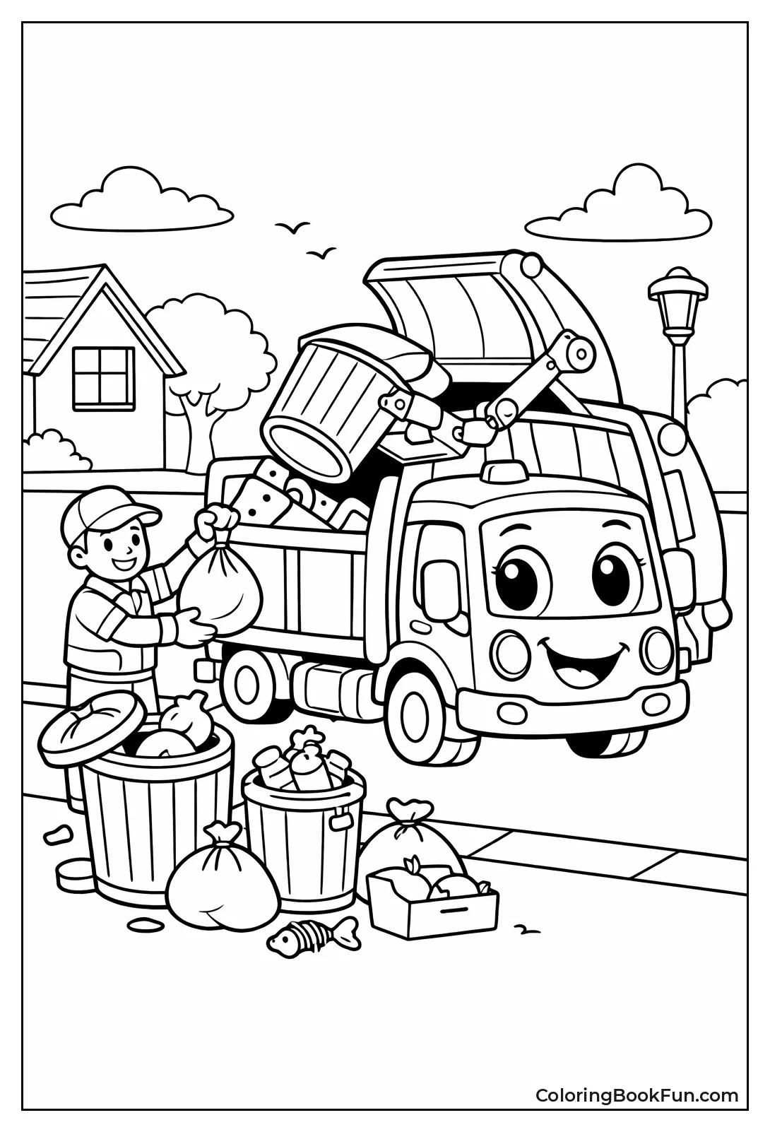 Cute Smiling Garbage Truck