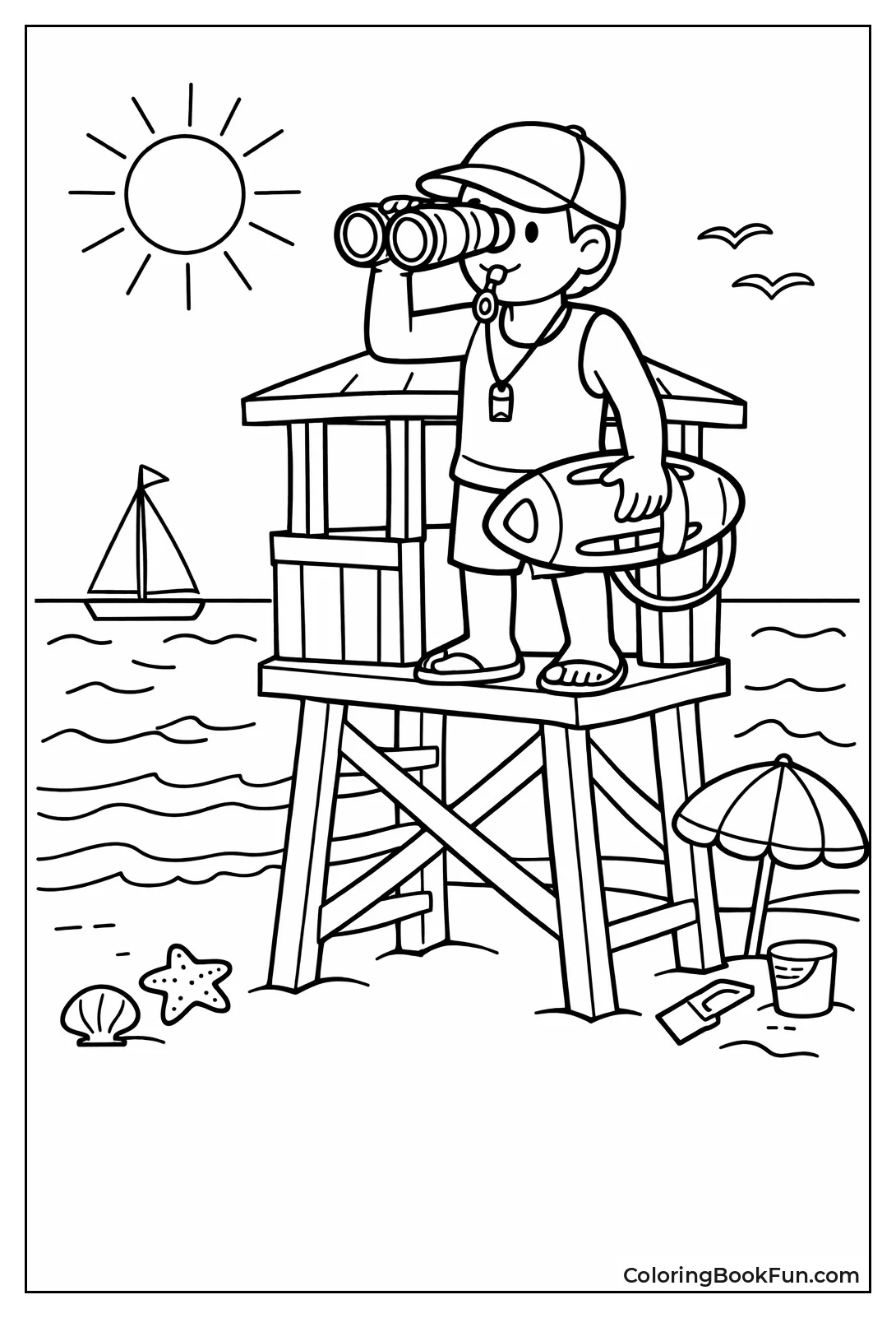 Lifeguard Watching from Tower