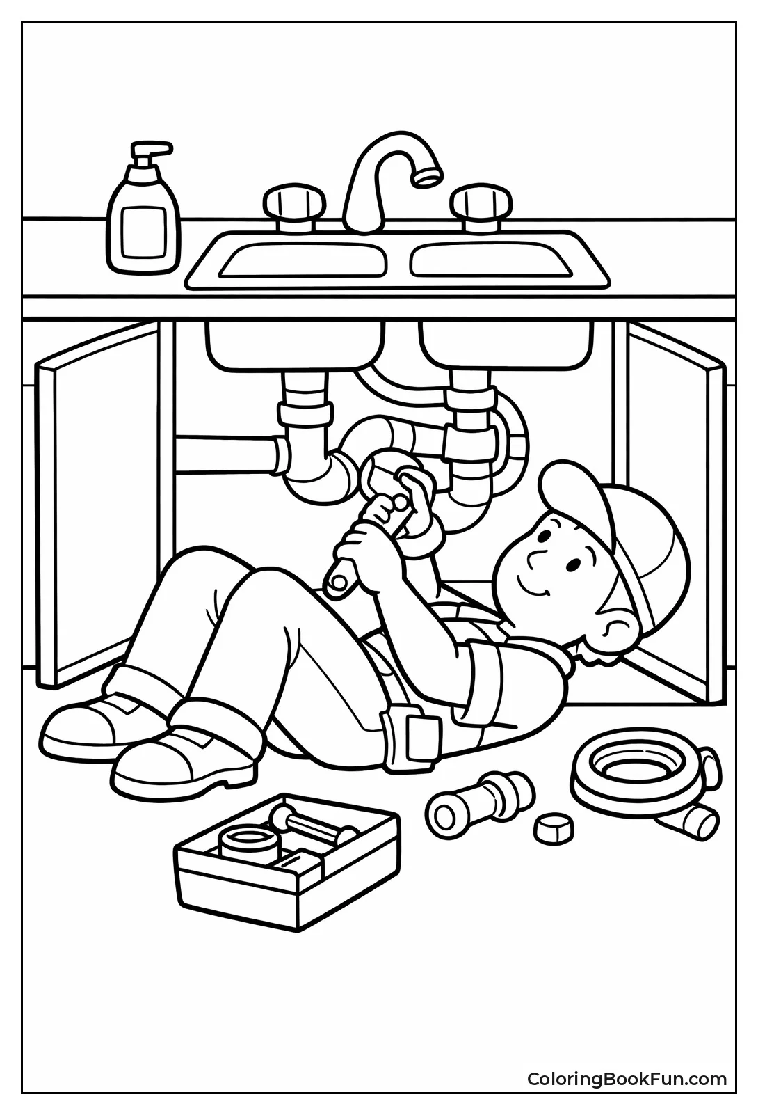 Plumber Fixing Sink Pipes