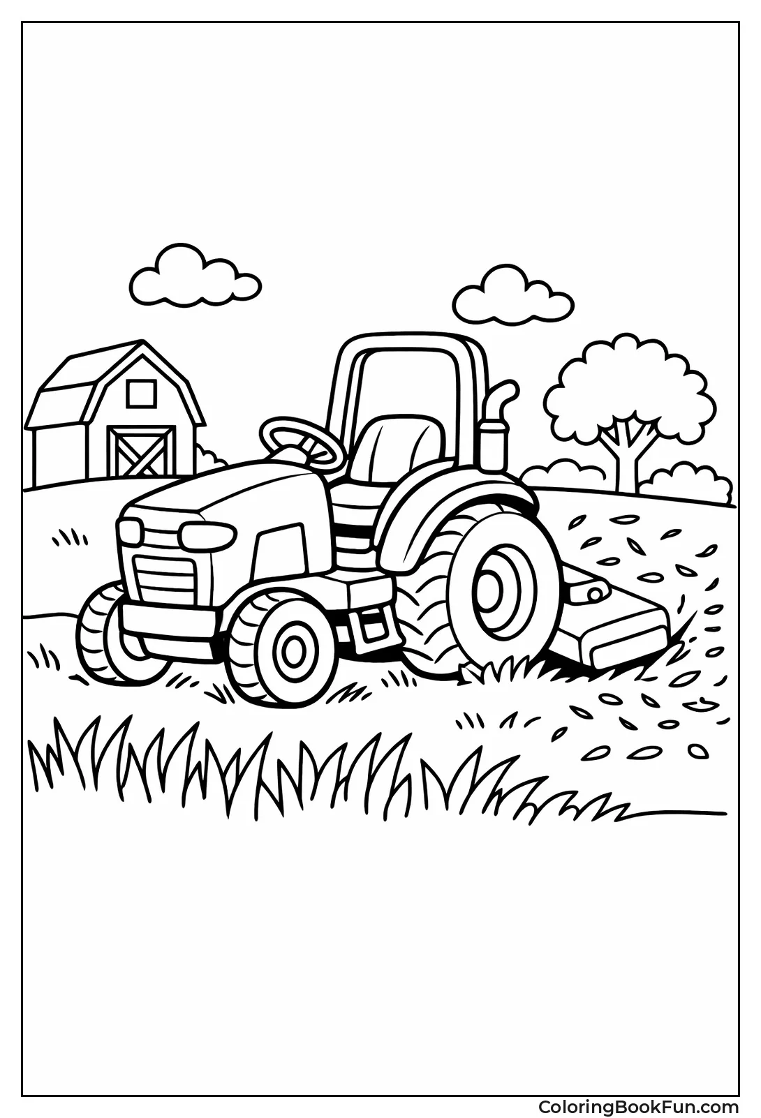 Compact Tractor Mowing Lawn