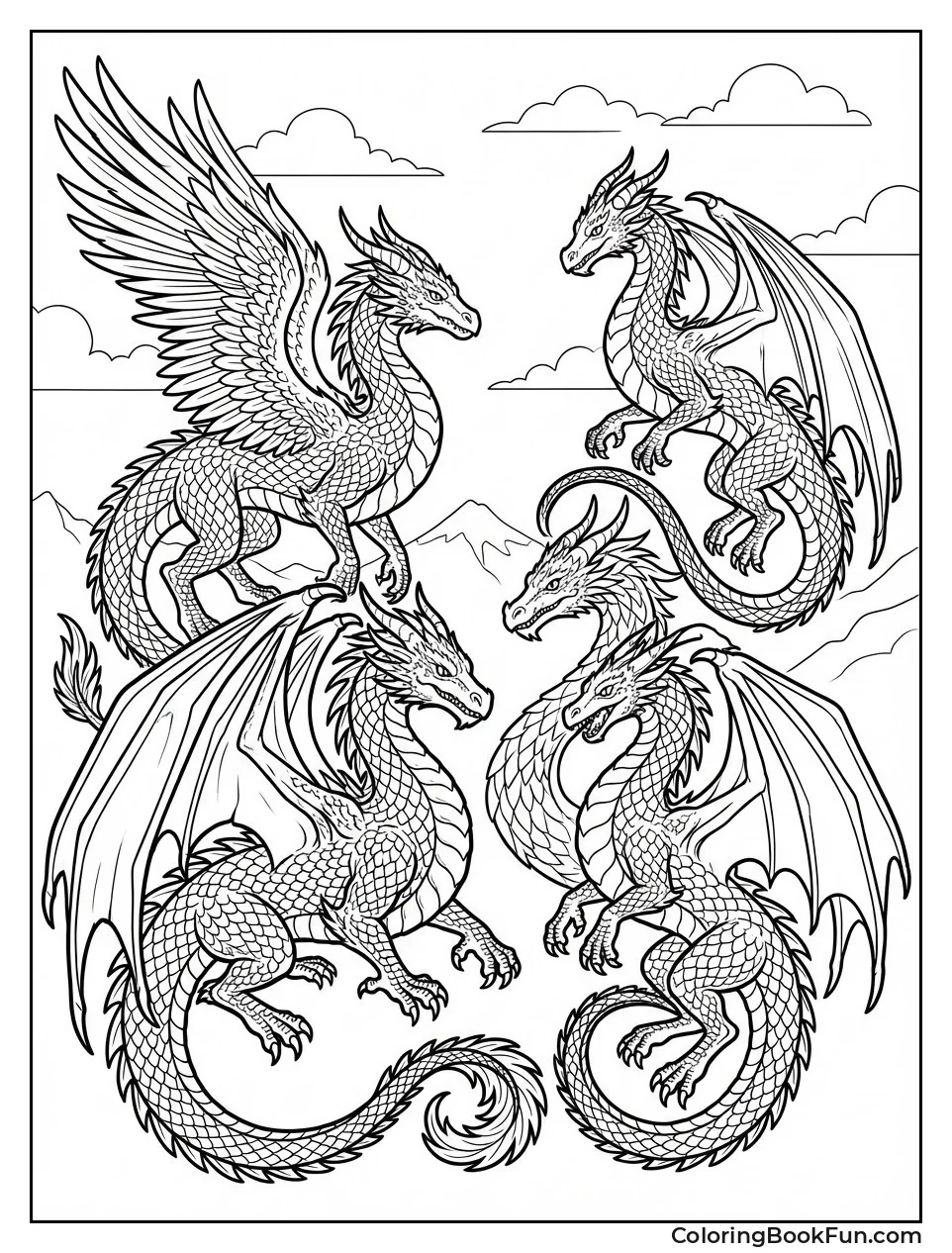 Complex Detailed Dragons Posing